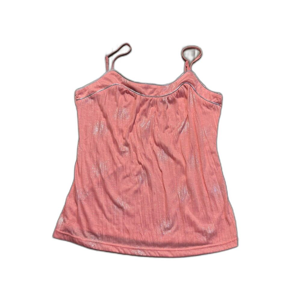 Y2K pink romantic feminine cami self esteem sz m* sheer tank coral silver design